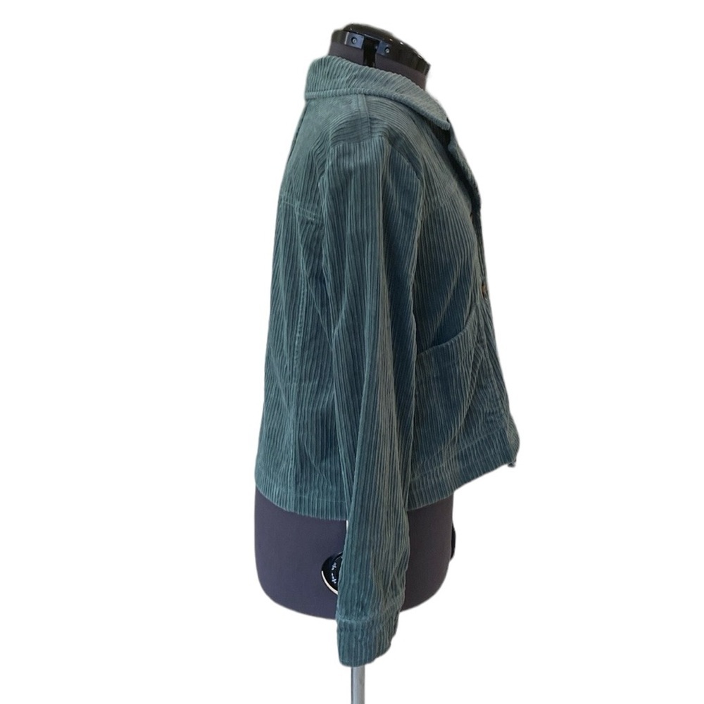 Anthropology Avec Les Filles Tegan Corduroy L Green 2Pockets Collar Button Front - Picture 4 of 9